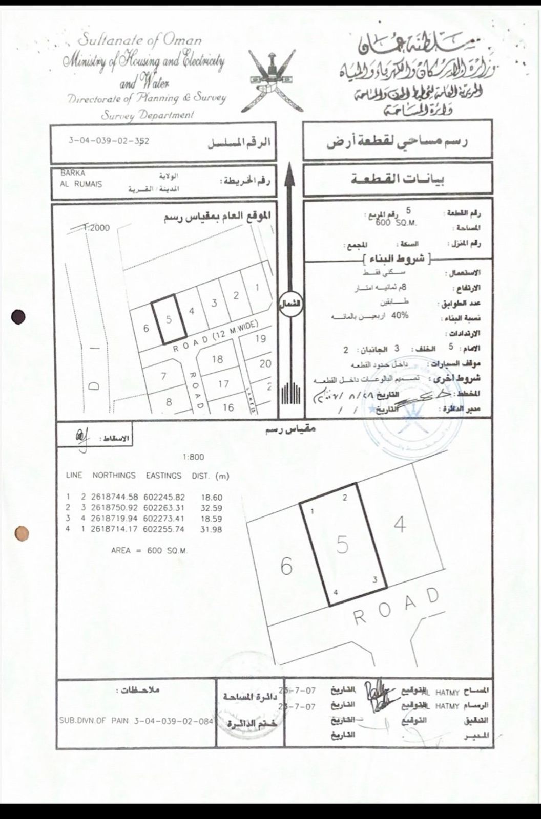 ارض سكنية مفتوحة من جهتين للبيع في بركاء - الرميس جنوب